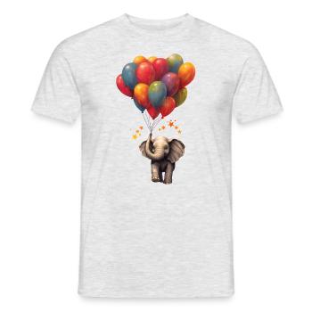 Eléphant avec ballons - T-shirt homme - gris chiné - Devant - AI Model Male 178 dark (178cm)