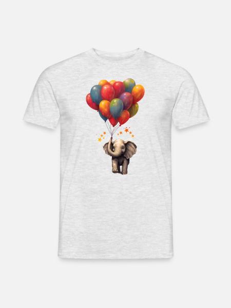 Eléphant avec ballons - T-shirt homme - gris chiné