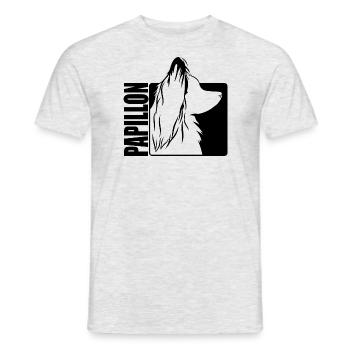 Papillon Profil Hunde Hund Wilsigns - Männer T-Shirt - Grau meliert - Vorne - AI Model Male 178 dark (178cm)