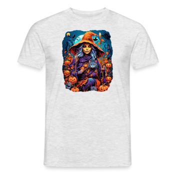 Halloween Katzenfrau Blankovorlage 4.0 - Männer T-Shirt - Grau meliert - Vorne - AI Model Male 178 dark (178cm)