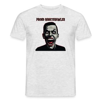 Crazy looking man, Proud Nightcrawler - Men's T-Shirt - heather grey - Front - AI Model Male 178 dark (178cm)