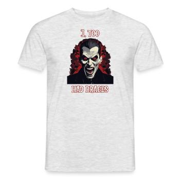 A vampire like person showing his perfect teeth - Men's T-Shirt - heather grey - Front - AI Model Male 178 dark (178cm)