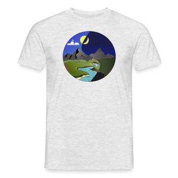 Montagne jour nuit - T-shirt homme - gris chiné - Devant - AI Model Male 178 dark (178cm)