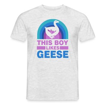 Un garçon aime les jolies oies citation ironique - T-shirt homme - gris chiné - Devant - AI Model Male 178 dark (178cm)