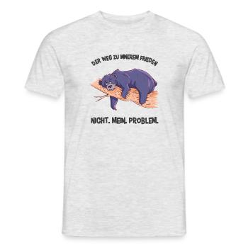 Lazy Bear Nicht mein Problem Innerer Frieden - Männer T-Shirt - Grau meliert - Vorne - AI Model Male 178 dark (178cm)