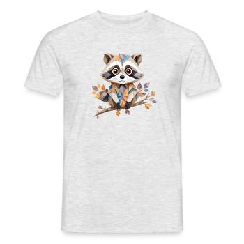 Raccoon Playful Adorable Fun Animal Colorful Cute - Men's T-Shirt - heather grey - Front - AI Model Male 178 dark (178cm)