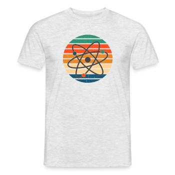Science, retro sunset stripes - atom symbol - Men's T-Shirt - heather grey - Front - AI Model Male 178 dark (178cm)