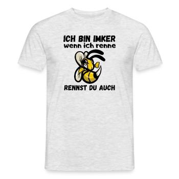 Imker Spruch - Wenn ich renne, rennst du auch - Männer T-Shirt - Grau meliert - Vorne - AI Model Male 178 dark (178cm)