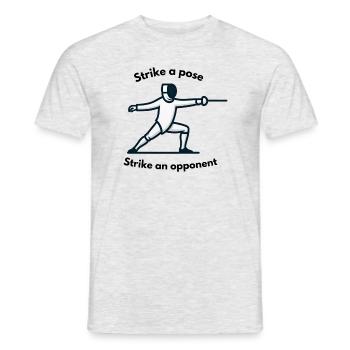 "Nimm eine Pose ein, schlage einen Gegner" - Männer T-Shirt - Grau meliert - Vorne - AI Model Male 178 dark (178cm)