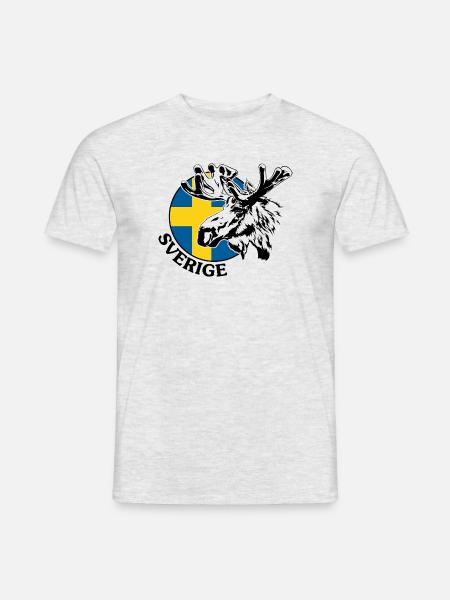 SVERIGE Elch Schweden Tier Wildnis Wilsigns - Männer T-Shirt - Grau meliert