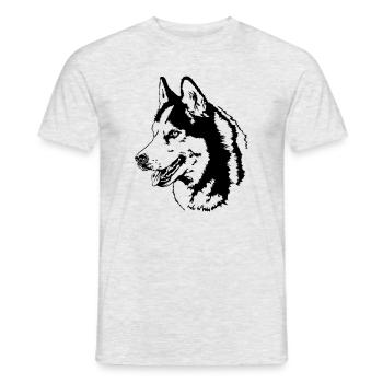 SIBERIAN HUSKY dog portrait Wilsigns dog dog - Men's T-Shirt - heather grey - Front - AI Model Male 178 dark (178cm)