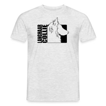 Langhaar Collie Profil Hunde Hund Wilsigns - Männer T-Shirt - Grau meliert - Vorne - AI Model Male 178 dark (178cm)