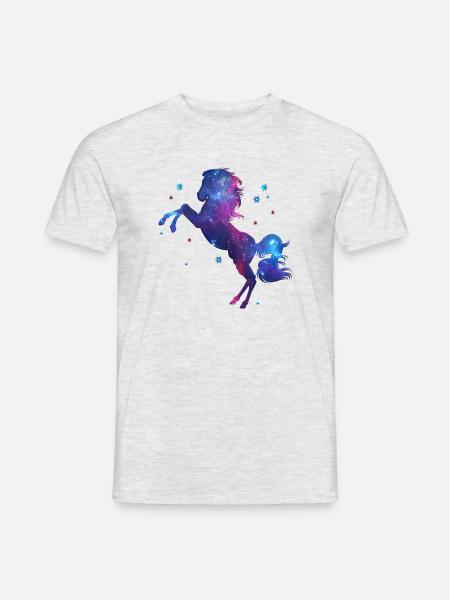 Pferd Sterne Weltraum Reiten Kosmos Universum - Männer T-Shirt - Grau meliert