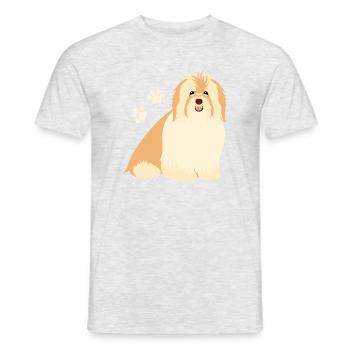 Heureux, chien bichon havanais - T-shirt homme - gris chiné - Devant - AI Model Male 178 dark (178cm)