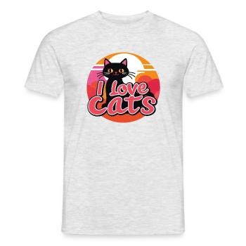 I love cats - Men's T-Shirt - heather grey - Front - AI Model Male 178 dark (178cm)