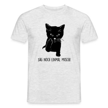 Stinkefinger Katze - Männer T-Shirt - Grau meliert - Vorne - AI Model Male 178 dark (178cm)
