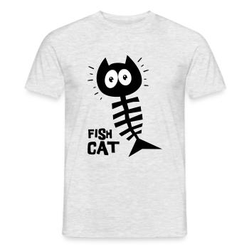 Catfish, humor, funny cat - Men's T-Shirt - heather grey - Front - AI Model Male 178 dark (178cm)