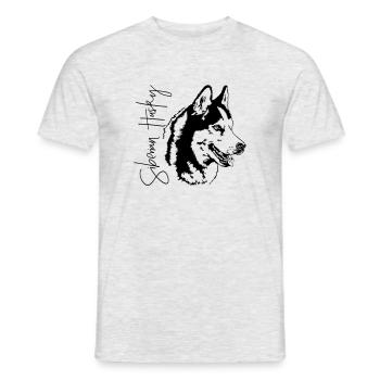 SIBERIAN HUSKY dog portrait dogs dog Wilsigns - Men's T-Shirt - heather grey - Front - AI Model Male 178 dark (178cm)