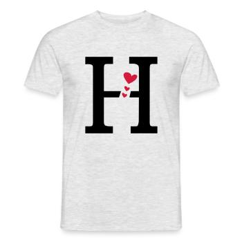 Capital letter H with hearts - Men's T-Shirt - heather grey - Front - AI Model Male 178 dark (178cm)