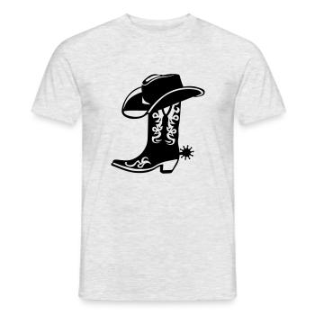 Cowboy Hut Stiefel Logo - Männer T-Shirt - Grau meliert - Vorne - AI Model Male 178 dark (178cm)