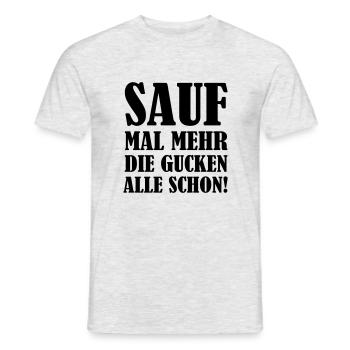 sauf_mal_mehr_01 - Männer T-Shirt - Grau meliert - Vorne - AI Model Male 178 dark (178cm)