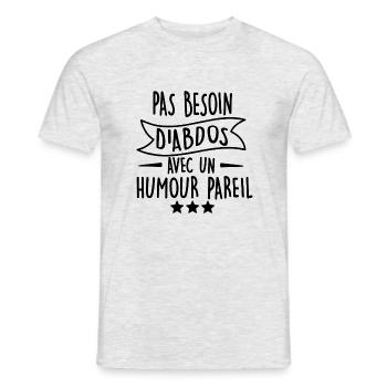 pas besoin d abdos avec un humour pareil - T-shirt homme - gris chiné - Devant - AI Model Male 178 dark (178cm)