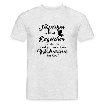 Teufelchen im Blut - Männer T-Shirt - Grau meliert - Vorne - AI Model Male 178 dark (178cm)