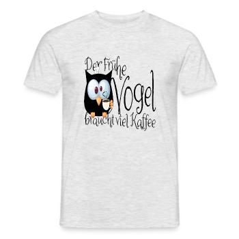Der frühe Vogel braucht viel Kaffee - Männer T-Shirt - Grau meliert - Vorne - AI Model Male 178 dark (178cm)