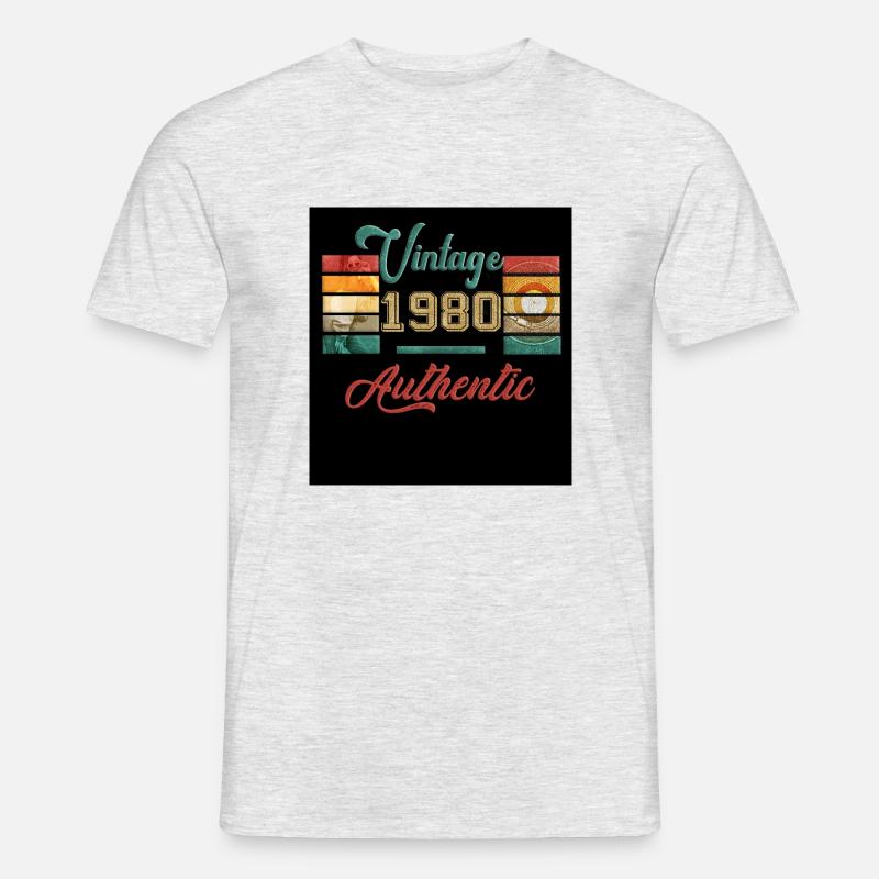 80 authentische Vinil Jubiläum - Männer T-Shirt - Grau meliert