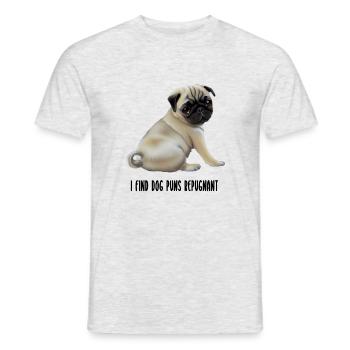 Je trouve chien jeu de mots répugnant t-shirt avec chiot carlin - T-shirt homme - gris chiné - Devant - AI Model Male 178 dark (178cm)