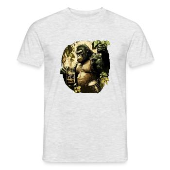 Gorille cool dans la jungle avec de la bière - T-shirt homme - gris chiné - Devant - AI Model Male 178 dark (178cm)