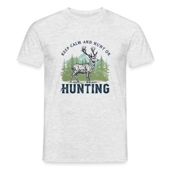 Majestic Deer Hunting Design - Men's T-Shirt - heather grey - Front - AI Model Male 178 dark (178cm)
