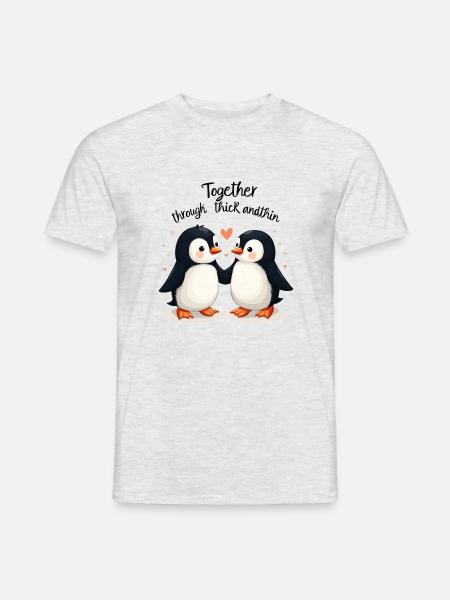 Pinguinliebe – Süßes T-Shirt für Tier- und Liebesf - Mænd T-shirt - grå meleret