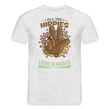 Wir Hippies wollen Liebe und Frieden - Männer T-Shirt - Grau meliert - Vorne - AI Model Male 178 dark (178cm)