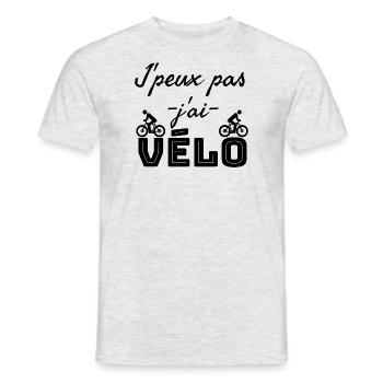 J'peux pas j'ai vélo. Humour pour cycliste. - T-shirt homme - gris chiné - Devant - AI Model Male 178 dark (178cm)