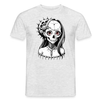 Crâne de mariée // Skull Bride // Mariage FS0128 - T-shirt homme - gris chiné - Devant - AI Model Male 178 dark (178cm)