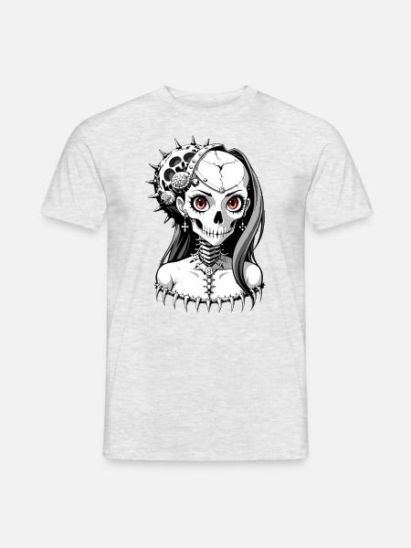 Bride Skull // Totenkopf Braut // Hochzeit FS0128 - Männer T-Shirt - Grau meliert
