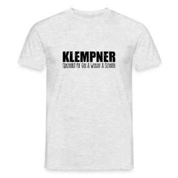 Klempner - Spezialist für Gas, Wasser und Scheisse - Männer T-Shirt - Grau meliert - Vorne - AI Model Male 178 dark (178cm)