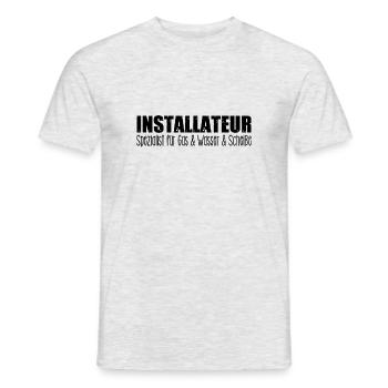 Installateur - Experte für Gas, Wasser & Scheiße - Männer T-Shirt - Grau meliert - Vorne - AI Model Male 178 dark (178cm)