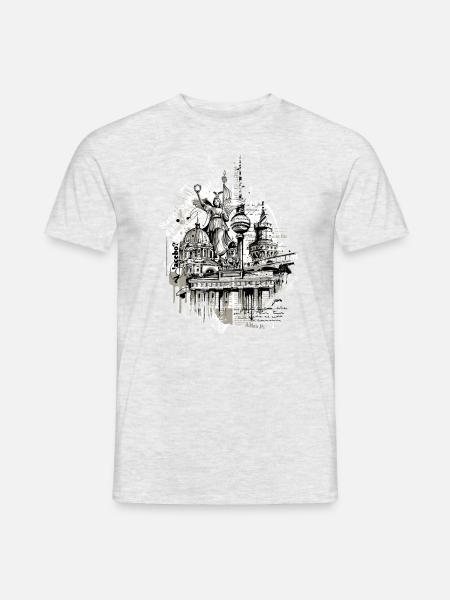 Berliner Collage - Männer T-Shirt - Grau meliert