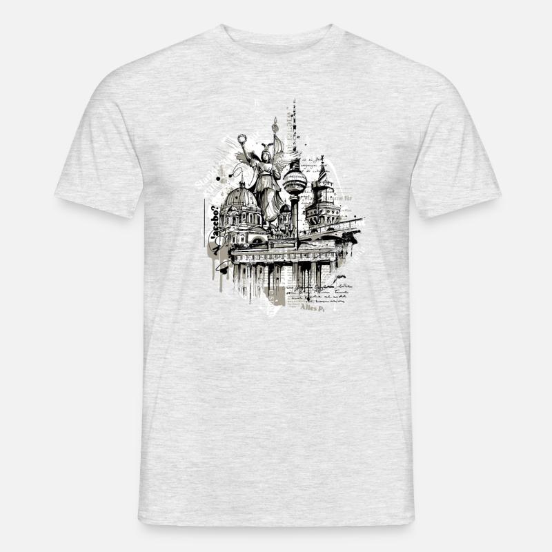 Berliner Collage - Männer T-Shirt - Grau meliert