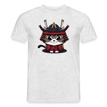 Mignon chat samouraï vêtements traditionnels - T-shirt homme - gris chiné - Devant - AI Model Male 178 dark (178cm)