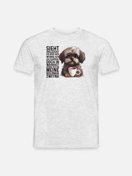 Ich denke an meine Bolonka Zwetna Hund Bolonka - Männer T-Shirt - Grau meliert