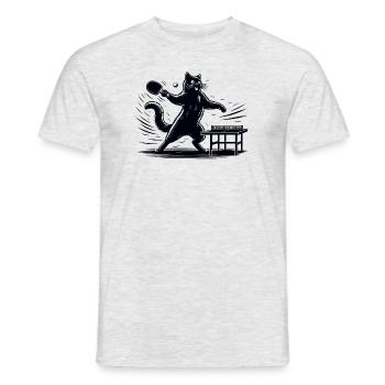 Table Tennis Katze Pingpong Black Cat Dad Outfit - T-shirt homme - gris chiné - Devant - AI Model Male 178 dark (178cm)