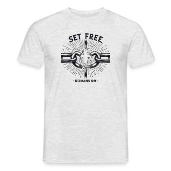 Messages de la Bible Délivrance des chaînes - T-shirt homme - gris chiné - Devant - AI Model Male 178 dark (178cm)