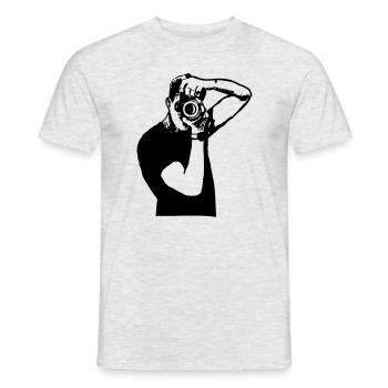 Photographer Silhouette - Männer T-Shirt - Grau meliert - Vorne - AI Model Male 178 dark (178cm)