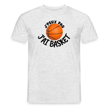 J'peux pas j'ai basket. Humour sur le basket - T-shirt homme - gris chiné - Devant - AI Model Male 178 dark (178cm)