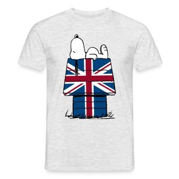 Peanuts Snoopy Großbritannien England Flagge - Männer T-Shirt - Grau meliert - Vorne - AI Model Male 178 dark (178cm)