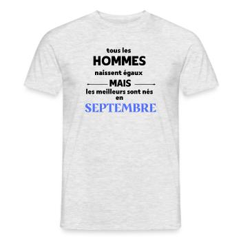 tout les hommes naissent égaux septembre - T-shirt homme - gris chiné - Devant - AI Model Male 178 dark (178cm)