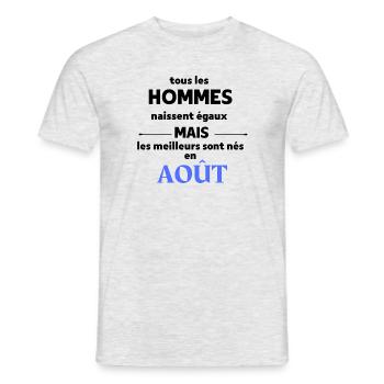 tout les hommes naissent égaux août - T-shirt homme - gris chiné - Devant - AI Model Male 178 dark (178cm)